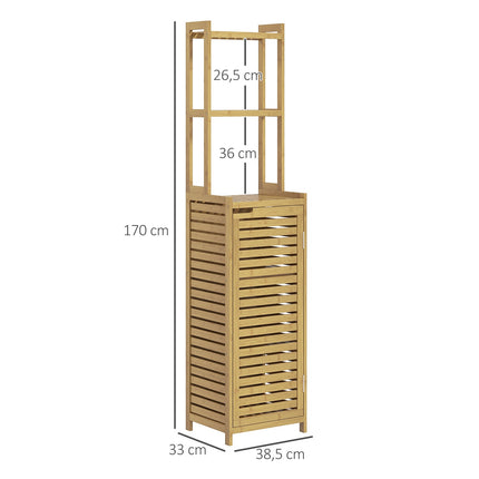 Bamboo bathroom cabinet with 3 compartments, tip protection