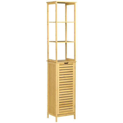 Freestanding bathroom cabinet, 3 shelves, 1 door, natural