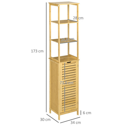 Freestanding bathroom cabinet, 3 shelves, 1 door, natural