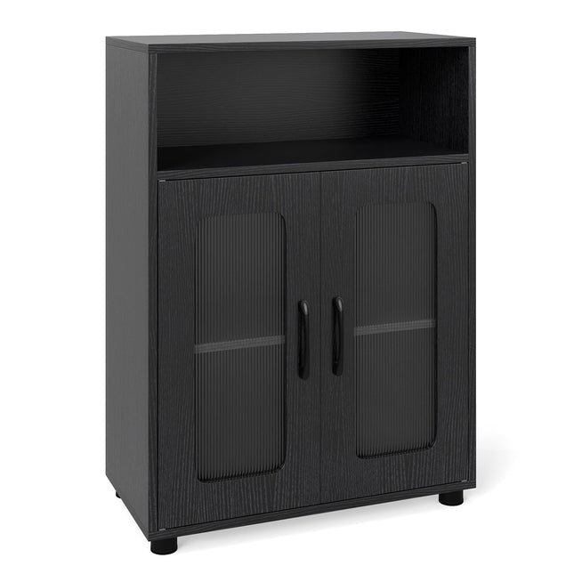 Bathroom Cabinet with 2 Doors & Adjustable Shelves, Black