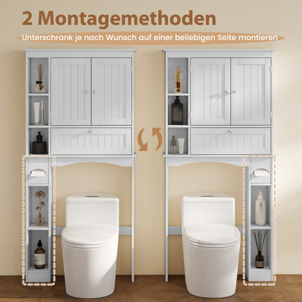 Bathroom Cabinet with 3 Doors & Adjustable Shelves, White
