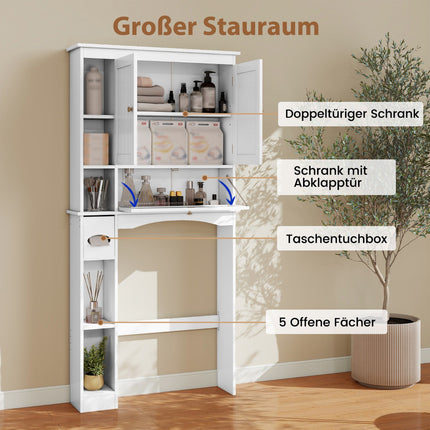 Bathroom Cabinet with 3 Doors & Adjustable Shelves, White