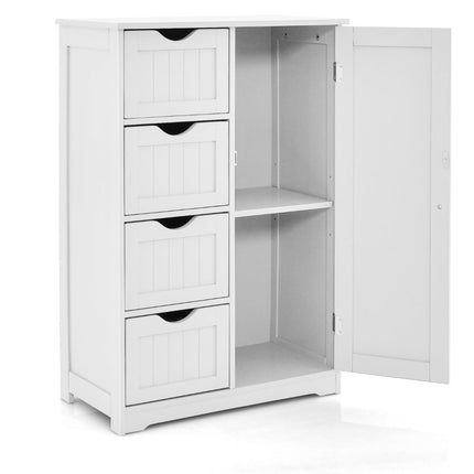 Bathroom Cabinet with 4 Drawers, Adjustable Shelf, White