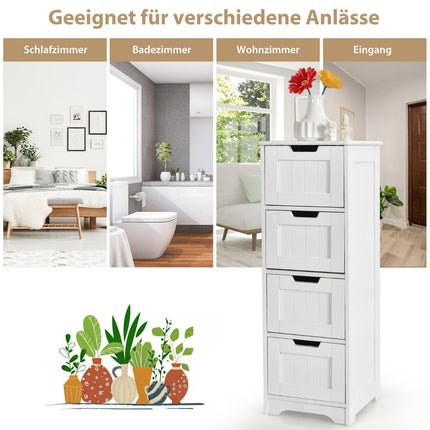 Bathroom Cabinet with 4 Drawers, White, 30x30x83 cm