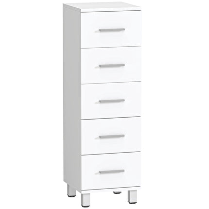 Bathroom Cabinet with 5 Drawers, White, 30x30x95 cm