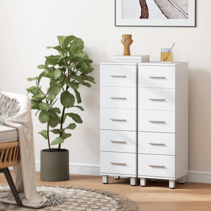 Bathroom Cabinet with 5 Drawers, White, 30x30x95 cm