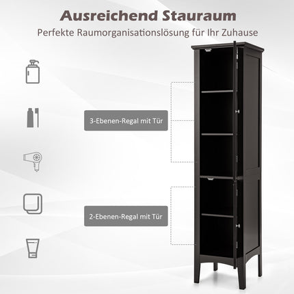 Bathroom Cabinet with 5 Shelves, Louvered Doors, Anti-Tip