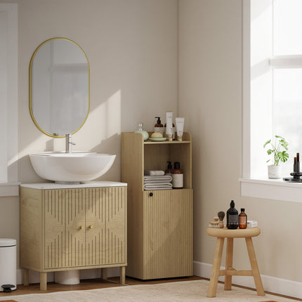 Bathroom Cabinet with Adjustable Shelf, Yellow Oak, 40x31x104 cm