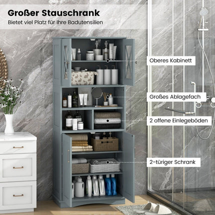 Bathroom Cabinet with Adjustable Shelves, Grey MDF