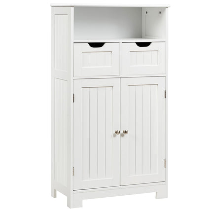 Bathroom Cabinet with Adjustable Shelves, White MDF, 3 Levels