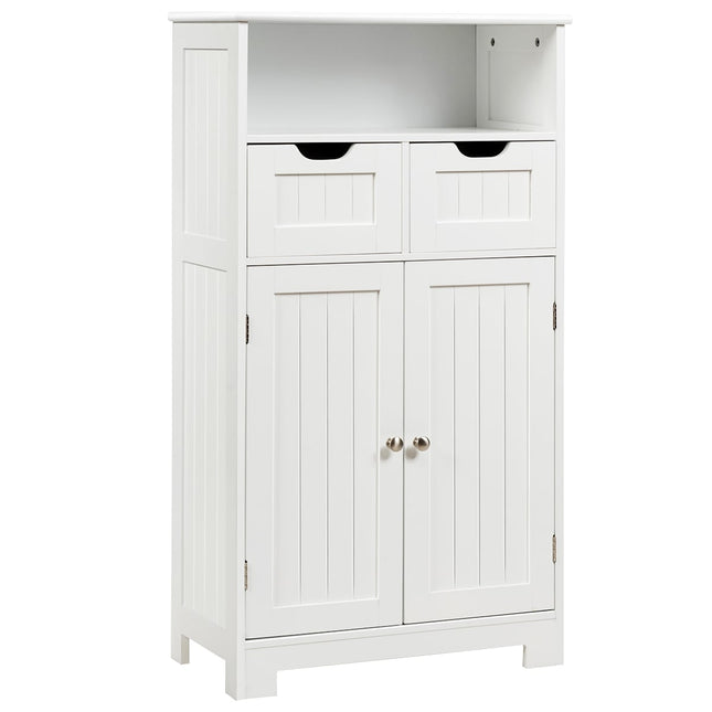 Bathroom Cabinet with Adjustable Shelves, White MDF, 3 Levels