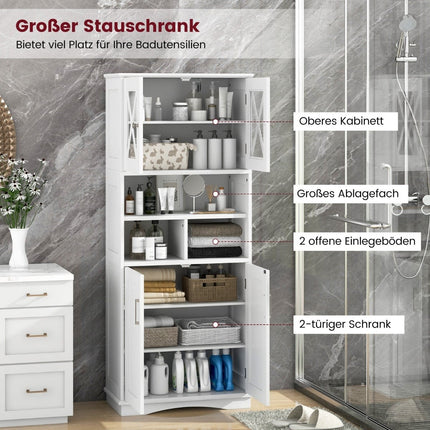 Bathroom Cabinet with Adjustable Shelves, White MDF