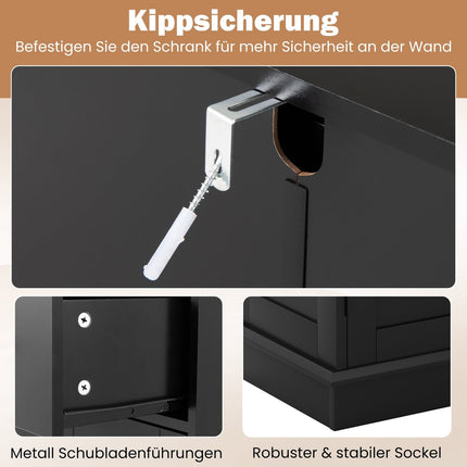 Bathroom Cabinet with Drawer, Adjustable Shelf, 56x30x80cm, Black