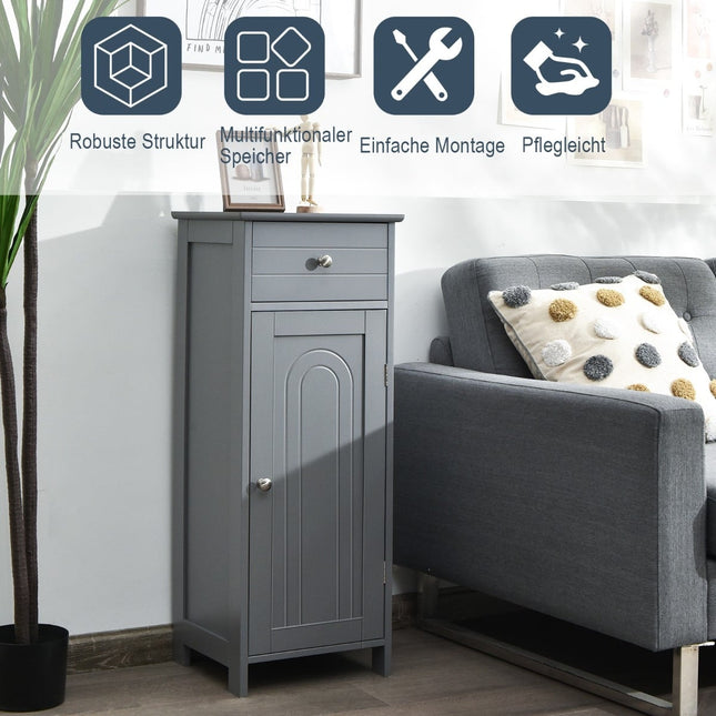 Bathroom Cabinet with Drawer & Adjustable Shelves, Grey