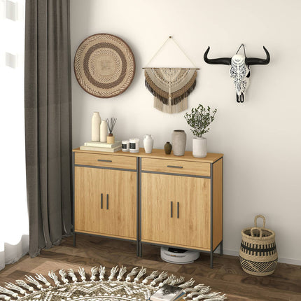 Bathroom Cabinet with Drawer and Adjustable Shelves, Oak Finish