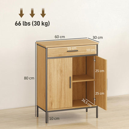 Bathroom Cabinet with Drawer and Adjustable Shelves, Oak Finish