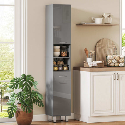Bathroom Cabinet with Shelves and Drawer, Adjustable, Gray