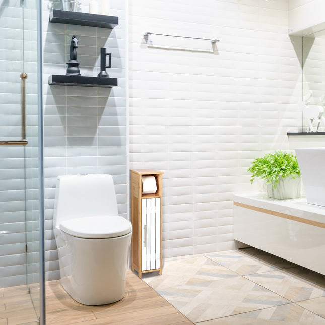 Bathroom Cabinet with Storage and Toilet Roll Holder