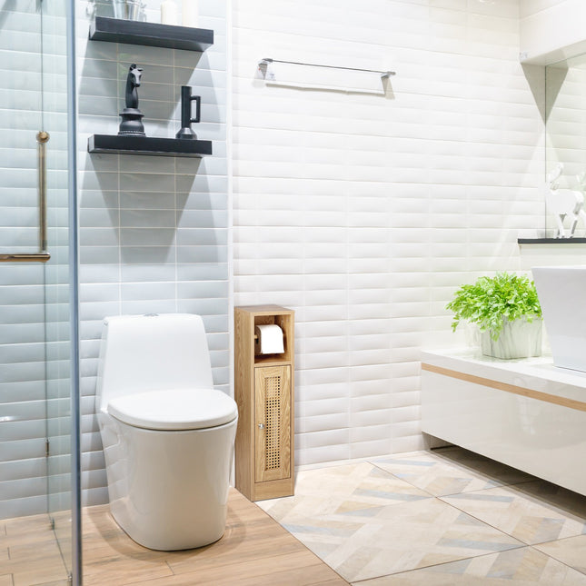 Bathroom Cabinet with Storage and Toilet Roll Holder