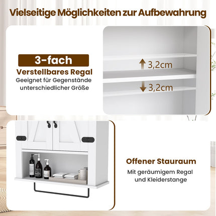 Bathroom Cabinet with Towel Holder, Barn Door, Adjustable Shelf