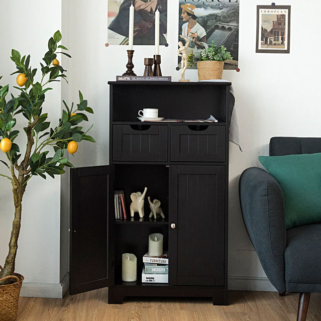 Bathroom Floor Cabinet – 2 Drawers, 2 Doors, Adjustable Shelf