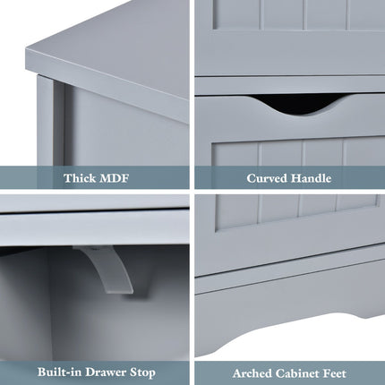 Bathroom Floor Cabinet, 4-Drawer, Anti-Tip, Gray
