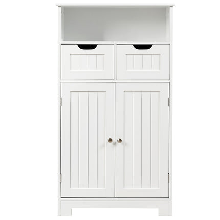Bathroom Floor Cabinet With Open Shelf, 2 Drawers, Black