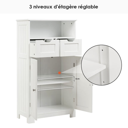 Bathroom Floor Cabinet With Open Shelf, 2 Drawers, Black