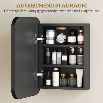 Bathroom Mirror Cabinet, Adjustable Shelves, Black, 40x10x51 cm