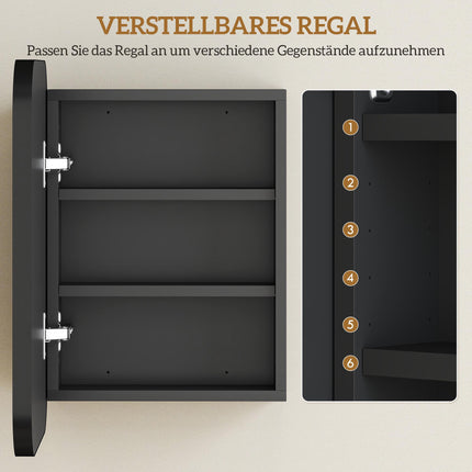 Bathroom Mirror Cabinet, Adjustable Shelves, Black, 40x10x51 cm