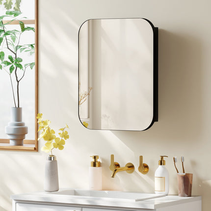 Bathroom Mirror Cabinet, Adjustable Shelves, Black, 40x10x51 cm