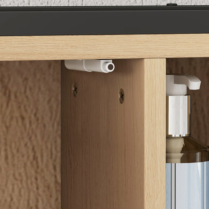 Bathroom Mirror Cabinet, Oak Finish, Wall-Mounted, Adjustable Shelves
