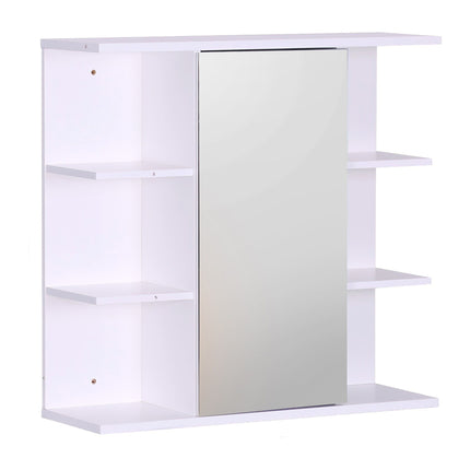 Bathroom Mirror Cabinet, Wall-Mounted, 8 Shelves