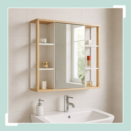 Bathroom Mirror Cabinet, Wall-Mounted Storage