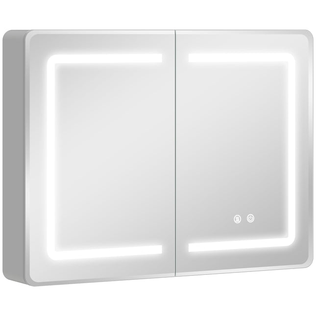 Bathroom Mirror Cabinet with LED, Anti-Fog, 80 x 60 cm
