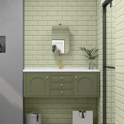 Swivel bathroom mirror with shelf, 40x66cm, Gold frame