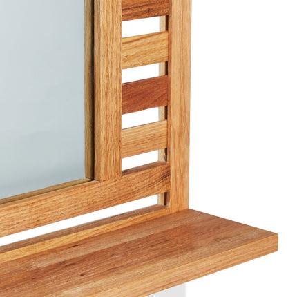 Bathroom Mirror with Shelf – Natural Walnut Wood