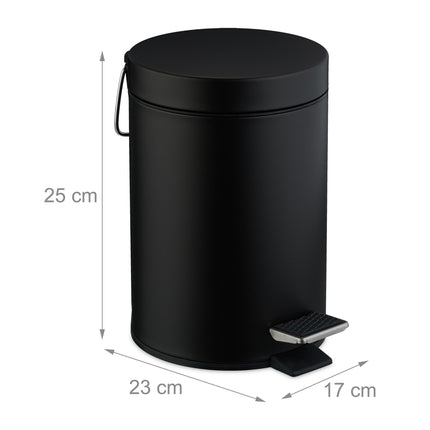 Bathroom Pedal Bin, 3L Matte Metal