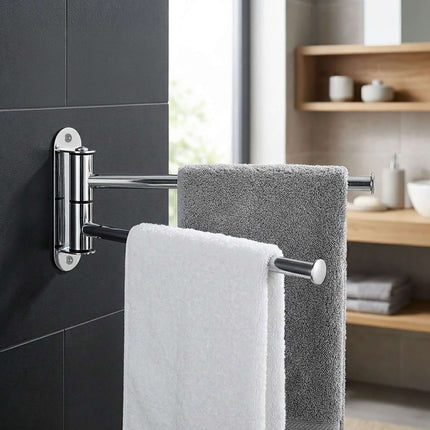 Bathroom Set: Towel Rail & Toilet Brush, Silver