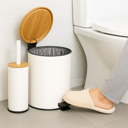 Bathroom Set with Bin & Toilet Brush, 5L Capacity
