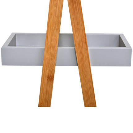 Bamboo 3-tier ladder shelf for bathroom, grey, 30x18x81cm