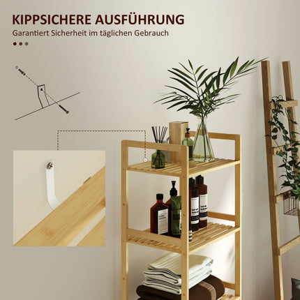 Bamboo 5-tier adjustable shelf, 43.5x31.5x142 cm - natural wood