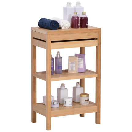 Bamboo bathroom shelf, hinged lid, natural finish, 46x29.5x76.5 cm