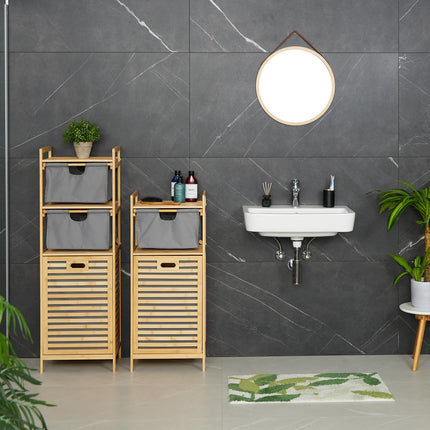 Bathroom Shelf with Laundry Basket and Fabric Drawer