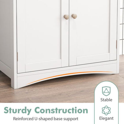 Bathroom Sink Cabinet, 2 Doors, U-Cutout, White 60cm