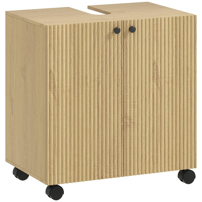 Bathroom Sink Cabinet, 3-Tier Shelf, Wood, Wheels