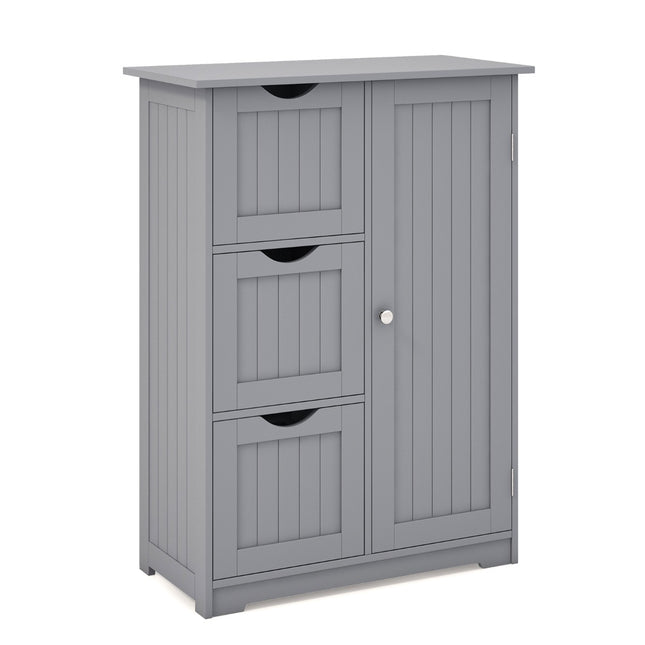 Bathroom Storage Cabinet, 3 Drawers and Cupboard, Gray