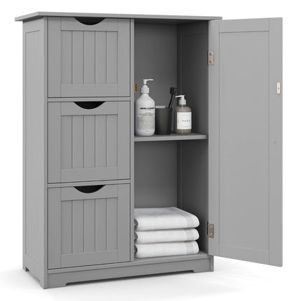 Bathroom Storage Cabinet, 3 Drawers and Cupboard, Gray
