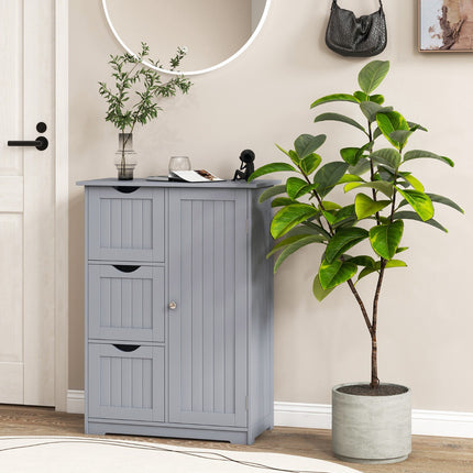 Bathroom Storage Cabinet, 3 Drawers and Cupboard, Gray