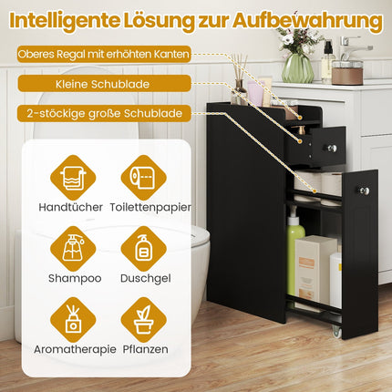 Bathroom Storage Cabinet, 4-Tier Slim Organizer, Black